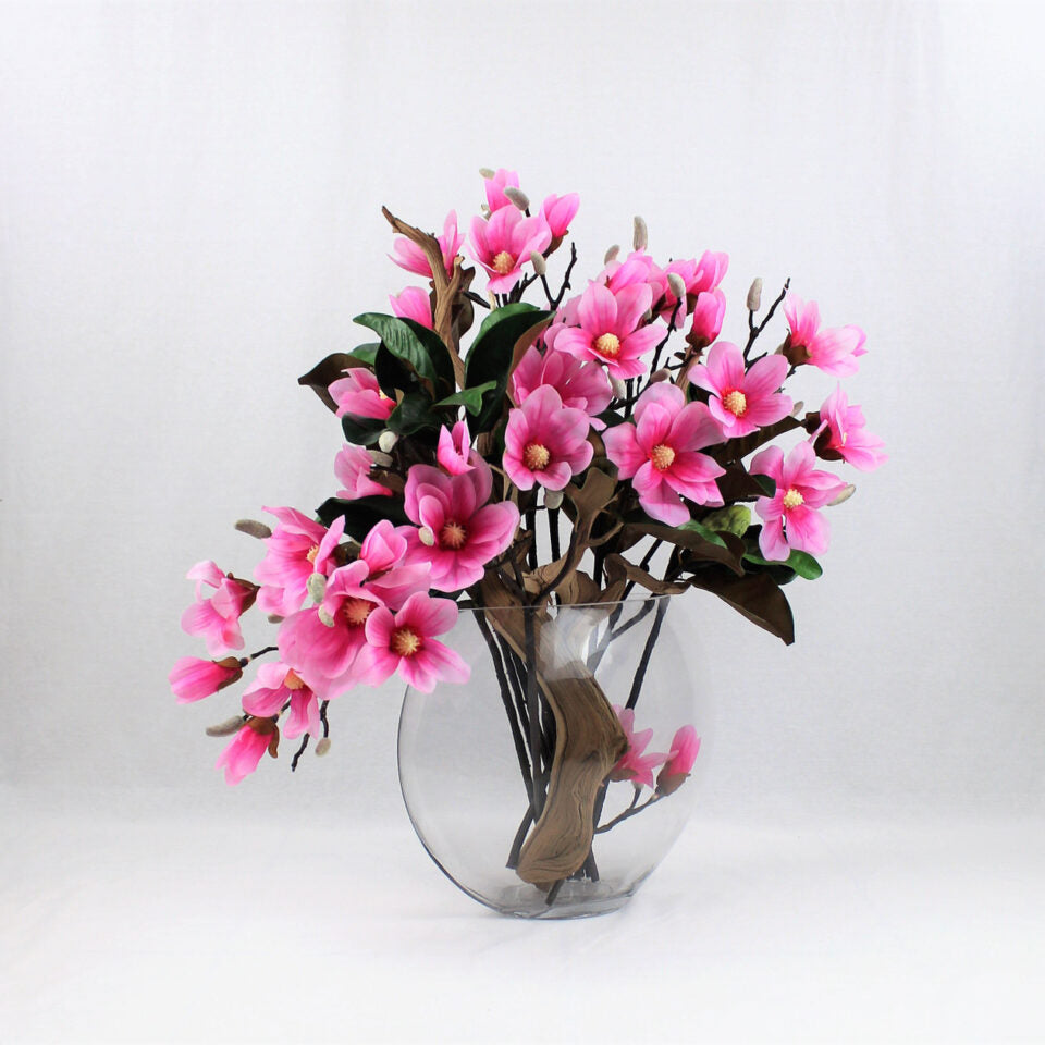 Magnolias Roses Dans Un Vase Lune