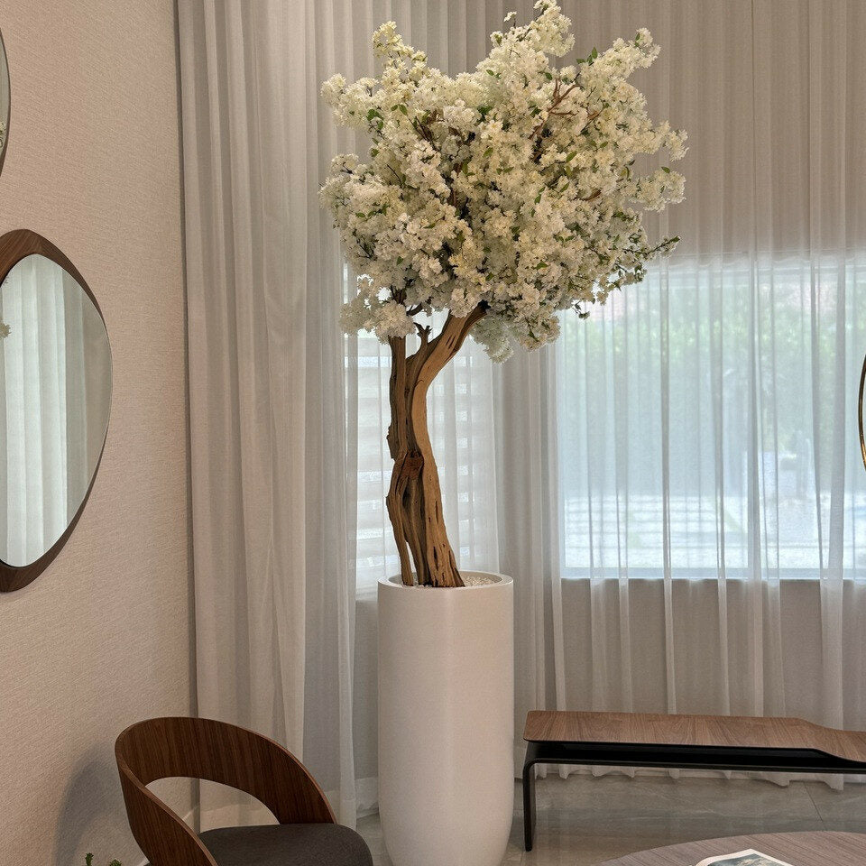 Cerisier Blanc Dans Un Cache‑Pot St. Tropez Beige Mat